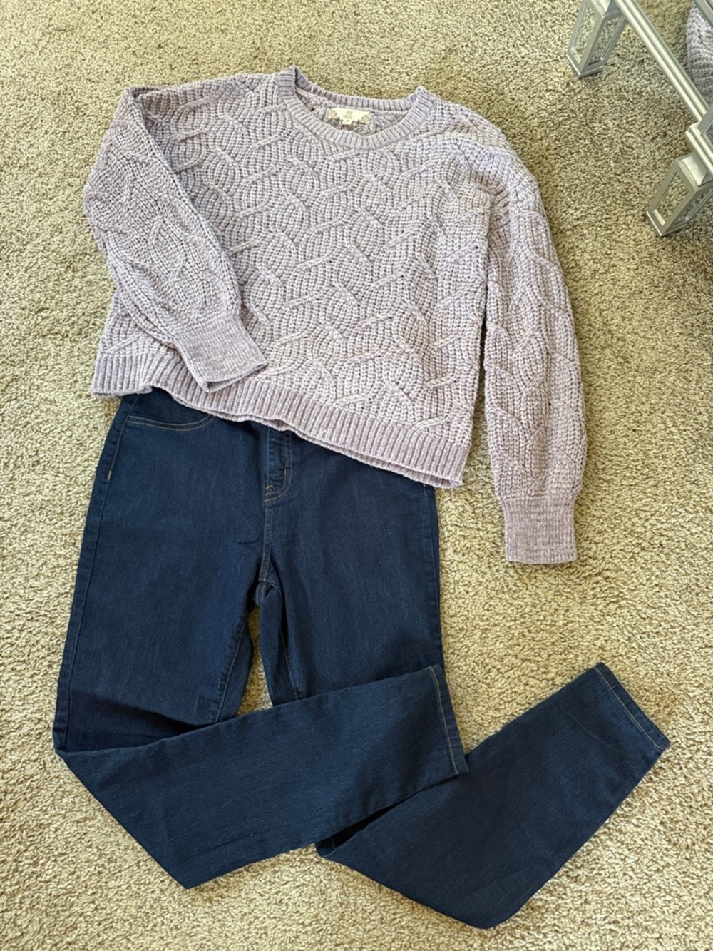 Lilac Chenille Cable Knit Sweater Cozy Spring Size M Pink Rose - Picture 5 of 9
